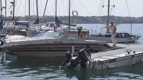 Girl seduces guy to fuck on a boat