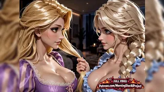 Elsa and Rapunzel Share a Bed on Their Trip Animation