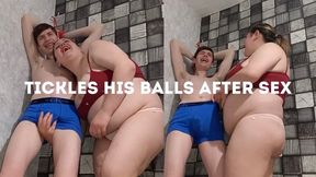 Tickles his balls after sex WMV
