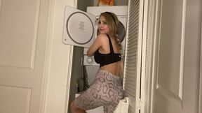 stuck in the dryer: exposed pussy play