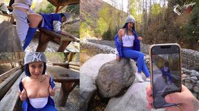 Great blowjob in nature after a photo shoot of young tourists - AnGelya.G
