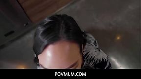 PovMum  -  PAWG Brunette Step Fucking Stepson On Couche, When Husband Not Home - Kitten Latenight