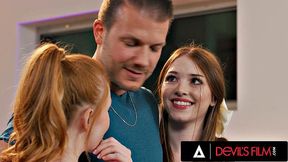 DEVILS FILM - Hot Threesome With Two College Babes And Their Crush