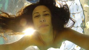 Drea in a yellow thong bikini doing flips, handstands, and having fun in th water part 1