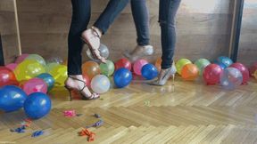 TWO GIRLS POPPING BALLOONS IN HIGH HEELS - MOV Mobile Version