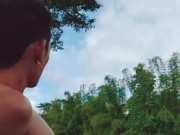 Outdoor jerk off at the river