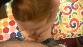 amelia rose redhead 22 yrs gives pov blowjob & swallows cum