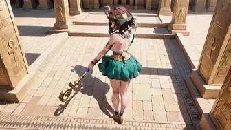 Ancient Egyptian Priestess on Golden Throne