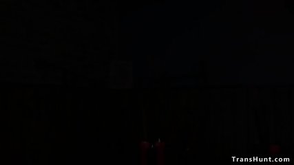 Ebony sucks big cock to tranny vampire