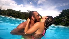 A good fun with friend in the pool