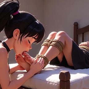 Granny Foot Worship - Beautiful Girl Sucking Old Feet