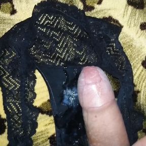 Jerking-off with gf&#039;s dirty panties, shooting a load onto them