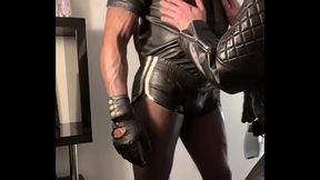 Leather BDSM Interracial Nipple Play &amp_ Cock Sucking