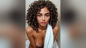 Kneeling there, hair still damp, lips parted like you’re ready to take me in… *smirks* Come closer, baby—let’s make this wet dream real