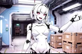 An older man tours the Robo Musume manufacturing factory and shows