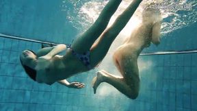 Underwater Squirmy Squirt Fest: Andrea & Monica Flailing Tits & Tushes