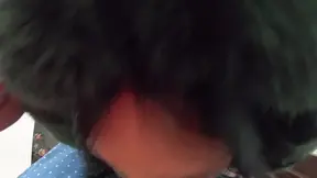 Latin MILF gives a sloppy blowjob in a down jacket