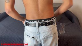 Teo 20 Yr Undressing, Playing with His Cock and Pissing