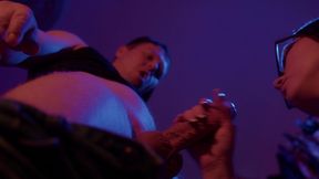lewd man pissing his milf s and ass to mouth fuck her, and she gets oral creampie.