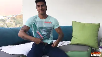 Muscular Latino Hunk Erick Strokes His Big Uncut Cock