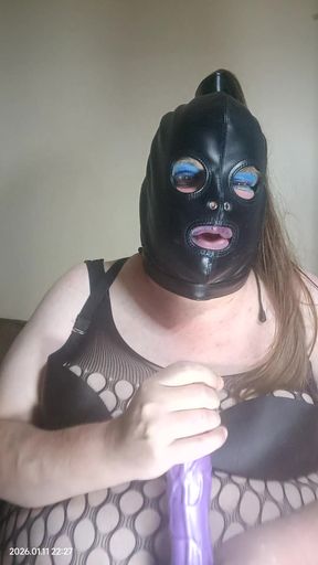 BBW TV having fun with a purple dildo