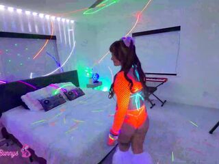Bunny Fae And Brian Get Wild In Neon Crotchless Bodysuit Play!