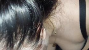 Amateur girlfriend's tits get covered in cum