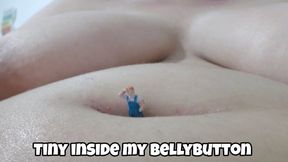 Tiny Man Trapped in Giant's Belly Button (giant girl, navel focus)