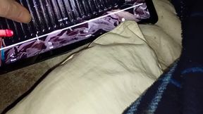 Boy cumming over his Adidas Trackie