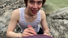 Swallowing My Cock Next to the River