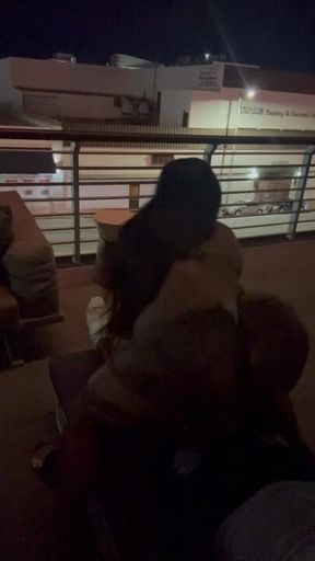 Fucking a fan on the balcony in miami