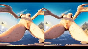 Lara Croft spending her lovely British accent outdoors in a shore under a sunset!