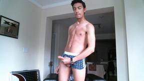 ”Skinny Amateur Alex Strokes His Huge Dick”