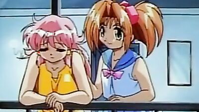 Only moon saw two brunette lovers get frisky in public - a cartoon hentai with big tits and kissing action!