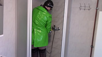 Rubber princess in the shower