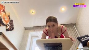 perfect body of a redhead beauty with a vibrator in her ass is yearning for orgasm