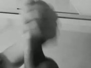 big handjob for big dick in the bathroom with techno in the background