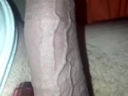 Big dicked boy using cockring