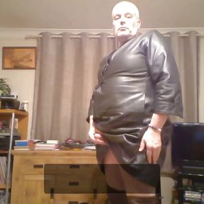 Wanking in a Leather Dress