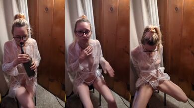 Blonde French goddamn smoking tight robe solo in POV