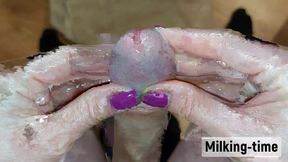 Two Hands Glans Edging From Behind - Wow He Has a Sensitive Penis - Milking Time