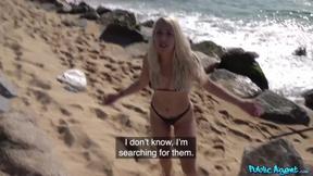 ”Risky Public Beach Sex with Blonde Bikini Hot Girl”