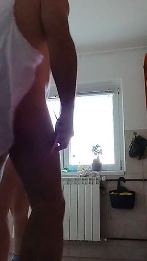 Amateur Couple Having Fun in the Kitchen.