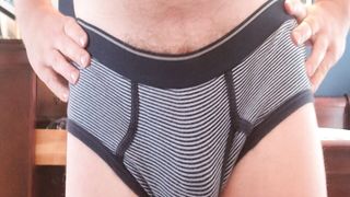 Striped Underwear, Closeup Foreskin, Dick Spinning