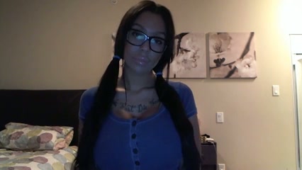 My sexy gf with huge boobs acts like a nerdy chick when we chat on skype