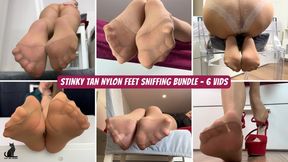 Stinky Tan Nylon Feet Sniffing - DELUXE BUNDLE - 6 Videos