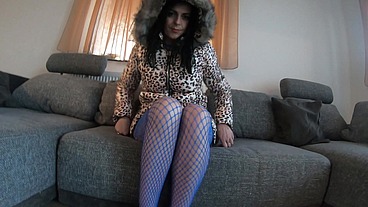 MilfyCalla face fucking and Cumming over my Glossy Puffer Jacket linner