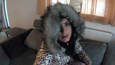 MilfyCalla face fucking and Cumming over my Glossy Puffer Jacket linner