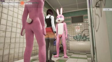 Kira got the wrong door and accidentally walked into the men's restroom. In response, someone accidentally entered her holes too.