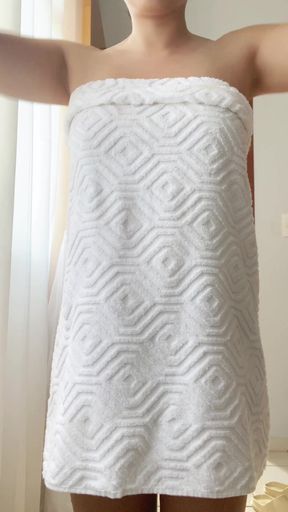 White towel bathrobe